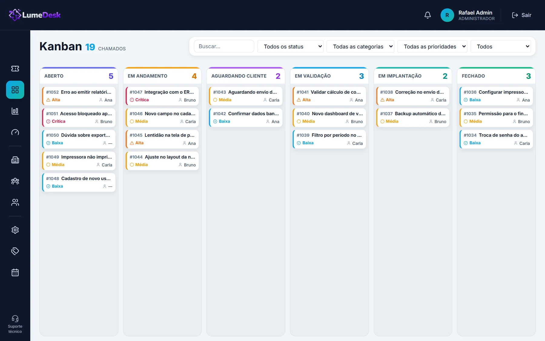 LumeDesk — Kanban
